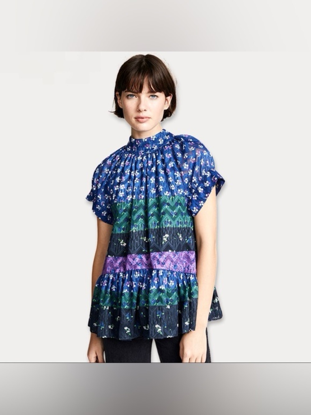 NWT $350 Opening Ceremony Floral Drop Ruffle Blouse XS